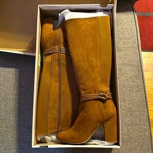 LC Lauren Conrad, Brown, heeled boots, size 8, memory foam insole, 3 3/4 in heel